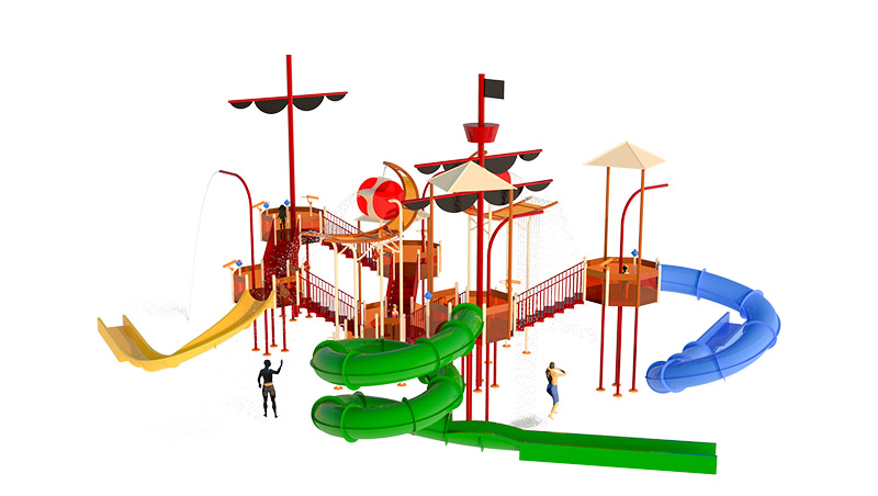 Splash Tower With Rotating Water Wheel